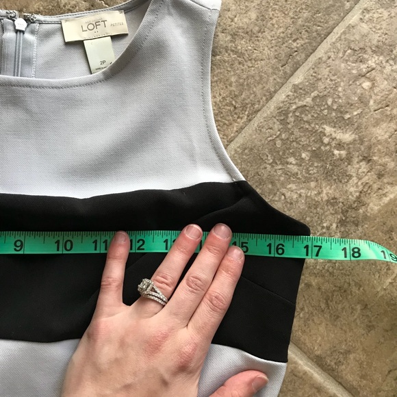 LOFT NWOT Wide Stripe Pleated Dress Lavender Black - Picture 6 of 7